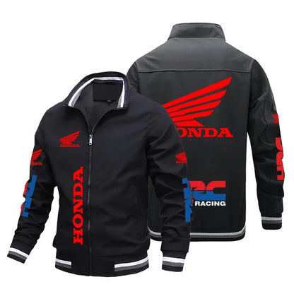 Honda Motorcycle Jacket For Men Honda Red Wing and HRC Logo Biker Jacket Windbreaker Men Sportswear Slim Racing Team Jacket Male