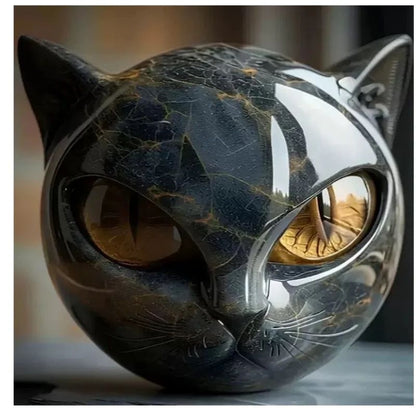 Exquisite Purple-Black Cat Stone Resin Sculpture A Meticulously Crafted,durable Decor Piece,perfect for Home or Office Display