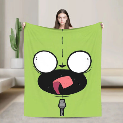 Invaders Zim Funny Character Throw Blankets Soft Warm Bedding for Couch Chair Camping Spring Bedspread