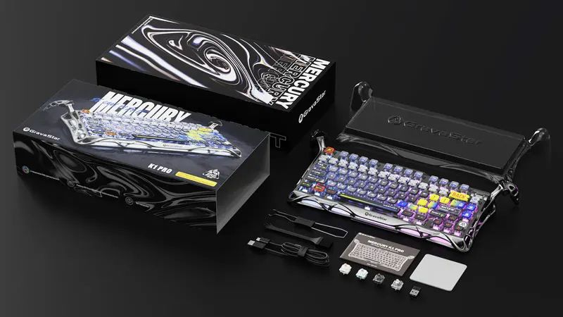 Teclado Mecânico Gravastar K1 Sem Fio Bluetooth em Liga de Alumínio Tri-Modo RGB Acessórios de PC para Jogos E-sports