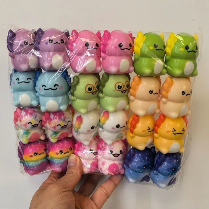 && 12/24PCS Kids Adult Mini Kawaii Newt Cute Squishy Stress Relief Squeeze Toy Slow Rising Toy Carnival Goodie Party Send Gift