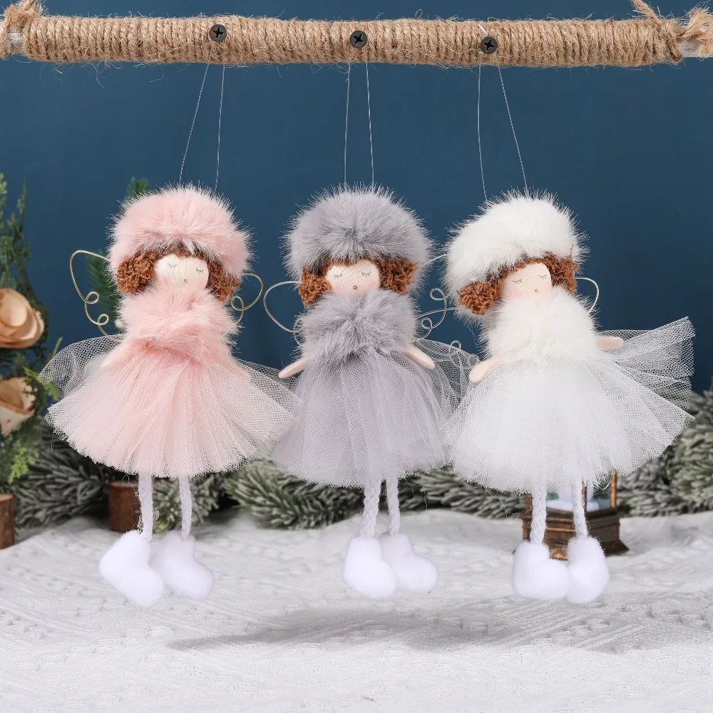 Christmas plush antlers angel girl pendant Christmas tree pendant creative doll pendant gift