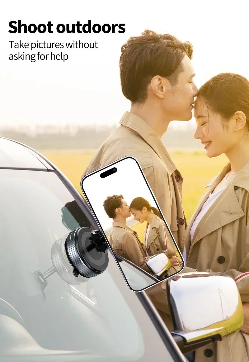 Suporte magnético forte para telefone Xiaomi, design dobrável, suporte automotivo a vácuo ajustável em 360° para celular para transmissão ao vivo em iPhone
