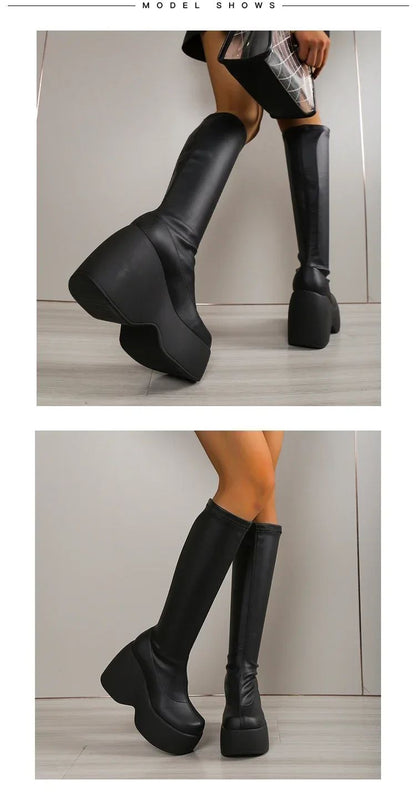 2024 Brand New Gothic Style Sexy Elegant Chunky Platform Women Ankle Boots Big Size 43 Walking Comfy Woman Shoes Platform Shoes