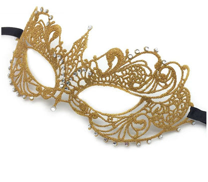 Gold and Silver Lace and Diamond Mask Eye Mask Masquerade Adult Male and Female Party Mask Sensual Women's Half Face