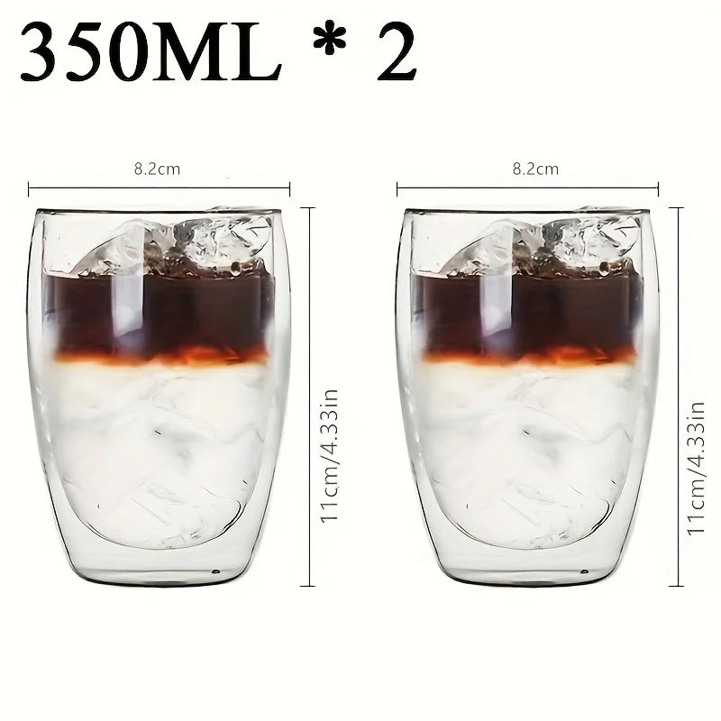 Copo de Vidro de Parede Dupla Isolamento Térmico Transparente Feito à Mão para Chá Copos MINI de Uísque Caneca de Café Expresso Conjunto de 250-450ml
