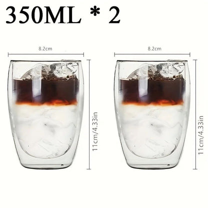 Copo de Vidro de Parede Dupla Isolamento Térmico Transparente Feito à Mão para Chá Copos MINI de Uísque Caneca de Café Expresso Conjunto de 250-450ml