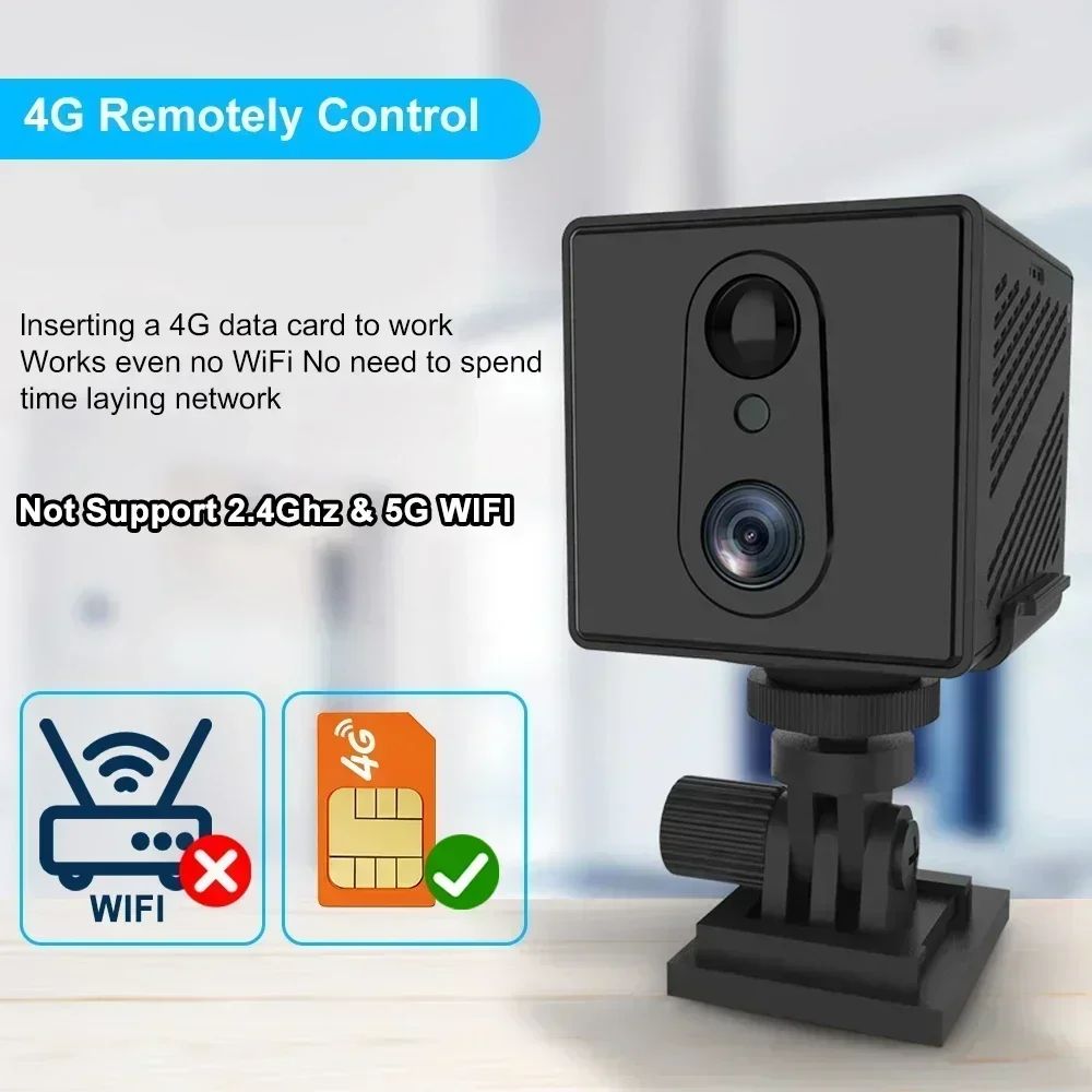 5MP 4G SIM Card Mini Camera Human Detection WiFi Camera Built-In 3000mAh Battery Security Surveillance Camcorder Video Recorder