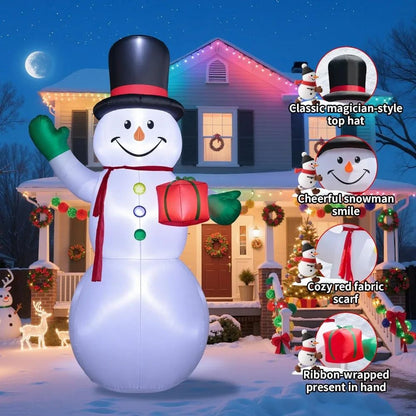 15-Foot Inflatable Snowman with LED Lights and Enchanted Hat for Winter Outdoor Decorations