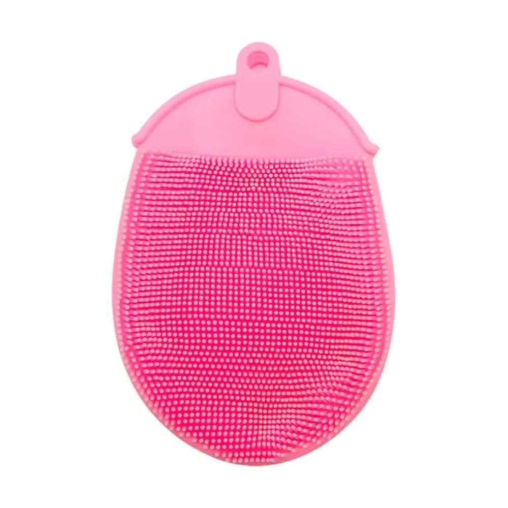 1 unidade de escova de massagem de silicone com gancho macio, esfoliante, luvas de banho, escova de limpeza para bebês, esfoliante de banho, removedor de bolhas
