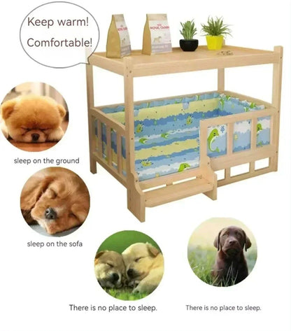 Cama de cachorro de madeira com design simples que pode ser usada como mesa de cabeceira, casinha de cachorro para todas as estações, proteção ambiental, cama de animal de estimação prática