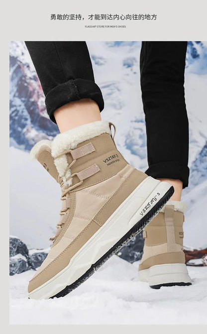 Men's Winter Plus Velvet Warm High-top Down Bread Shoes Waterproof and Non-slip Cotton Shoes Men's Big Boots==bottes Pour Hommes