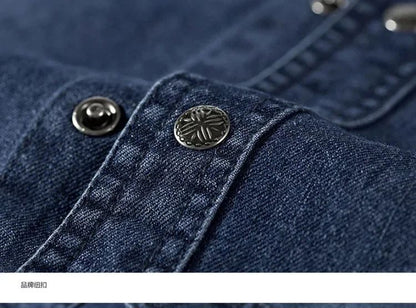 2024 Spring Men's Denim Jeans Shirts Long Sleeve 100% Cotton Single-Breasted Shirts Handsome Hombre Casual Jean Shirt Tops Men