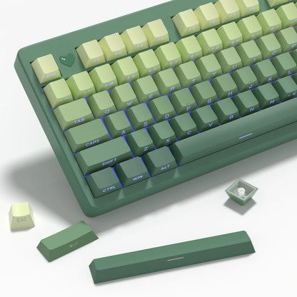 Novas Teclas 133 Gradiente Verde Shine Through Keycaps Impressão Lateral PBT Keycap Perfil Cherry Double Shot para Teclados Mecânicos