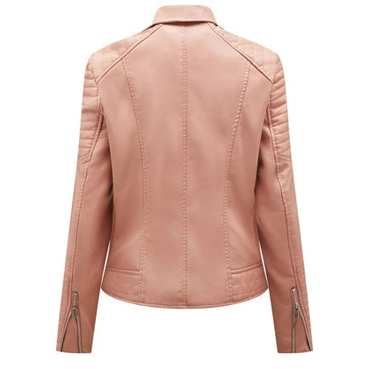 Black Women Faux Leather Jacket Spring Autumn Zipper Casual Pu Coat Female Biker Outerwear Ladies Clothes S-XXXL