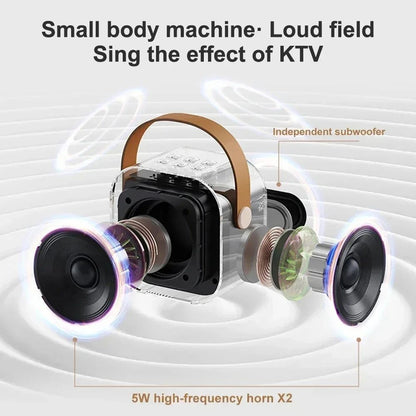 Máquina de karaokê K12 com 1/2 microfones sem fio portátil 5.3 sistema de alto-falante Bluetooth PA luzes RGB áudio doméstico KTV presentes infantis