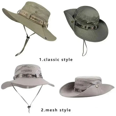 Summer Bucket Hat Outdoor UV Protection Wide Brim Panama Safari Hat Mesh Fisherman Beach Cap for Hiking Cycling Fishing Hat