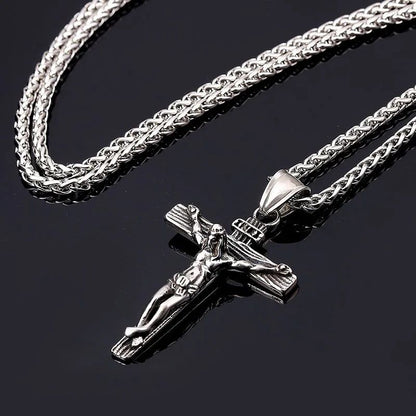 Novo Colar Religioso de Cruz de Jesus para Homens, Pingente de Cruz Banhado a Ouro da Moda com Corrente, Joias de Presente para Homens e Mulheres