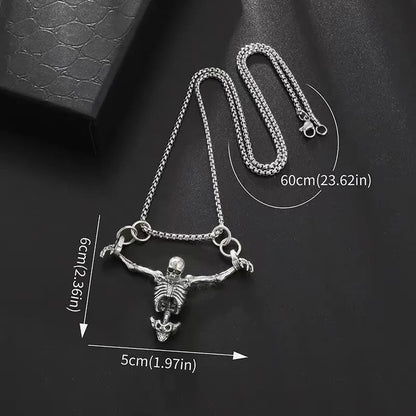 Colar com Pingente de Caveira Masculina Estilo Punk - Vintage, Criativo, Hip Hop, Personalizado, Joia para Festas