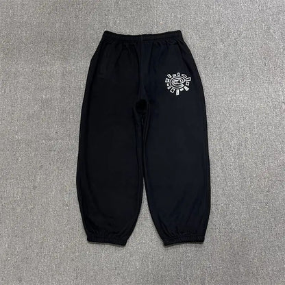 Vintage Graphic Print Streetwear Men Pants Fashion Hip Hop Joggers Men Clothing Casual Loose Buckle Feet Sweatpants Trousers