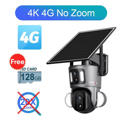 LS VISION 4K 20X Optical Zoom Dual Screen Solar Camera Outdoor 8MP 4G/WiFi PTZ Dual PIR Detection Auto Tracking Security Cameras