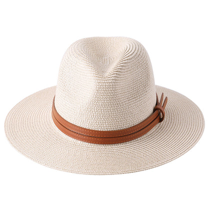 Large Size 56-58 59-60cm New Natural Panama Straw Hat Summer Men Women Wide Brim Beach UV Protection Fedora Sun Hat Wholesale