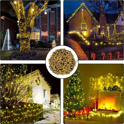 Solar Powered LED Flower Wreath Fairy Light String 50/100LED with 8 Modes Outdoor Garden Lights for Christmas Wedding Decoration