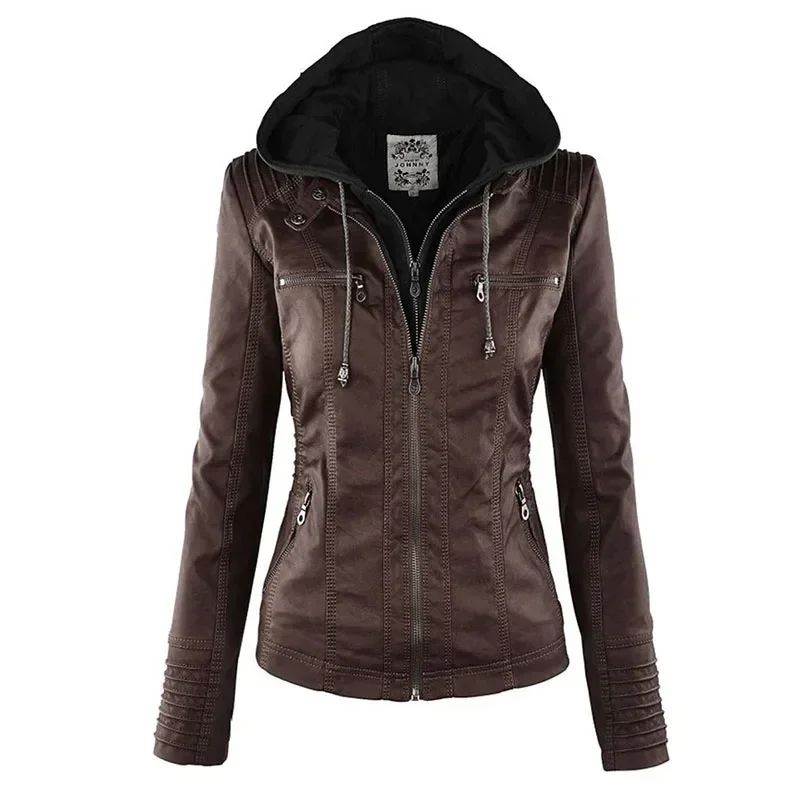 Gothic Faux Leather Jacket Women Coat 2025 Hoodies Winter Autumn Motorcycle Jacket Black Outerwear Leather PU Basic Jacket Coat