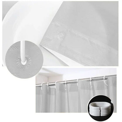 Cortina de Chuveiro Transparente Forro Plástico de Chuveiro PEVA 180x180CM Cortinas de Chuveiro Leves à Prova D'água para Banheiro com Ímãs e Ganchos