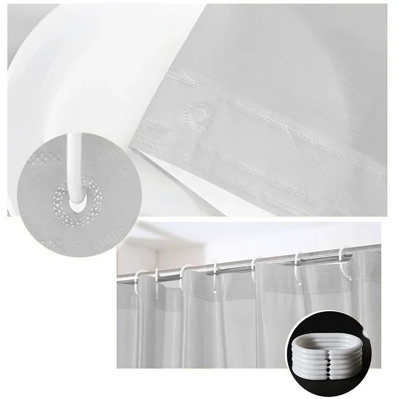 Cortina de Chuveiro Transparente Forro Plástico de Chuveiro PEVA 180x180CM Cortinas de Chuveiro Leves à Prova D'água para Banheiro com Ímãs e Ganchos