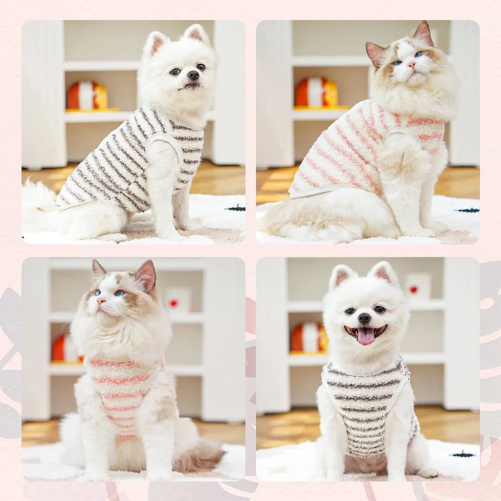 Colete Térmico de Flanela para Cães e Gatos, Jaqueta Quente de Lã para Filhotes, Gatos Sem Pelos, Raças Pequenas, Roupas Confortáveis de Outono Inverno para Pets
