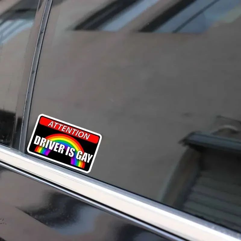 11.5x7.6CM Driver Is Gay Car Hood Creative Decals Auto Both Side Body Cover Scratches Stickers Window Trunk Logo Attention Mark