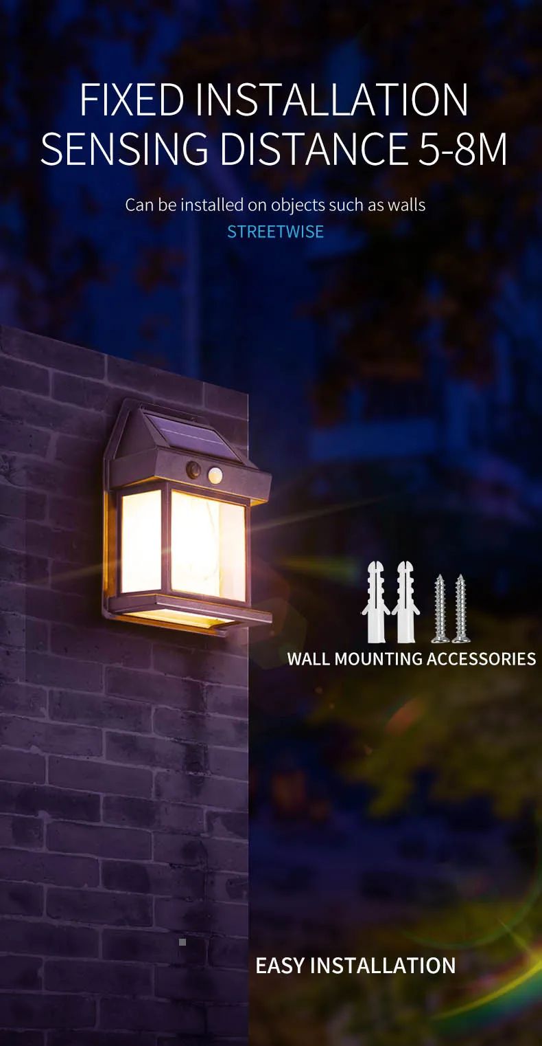 Powerful Solar Wall Light Outdoor Waterproof LED Lamp House Garden Fence Decoration Light Sensor Solar Energy Wall Lantern LED
