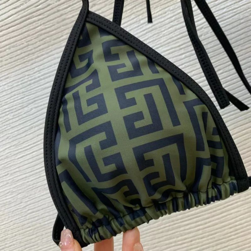 Geometric Printed Fashion Bikinis Sets Lace-up Bra Thong Sexy 2 Piece Swimsuits Solid Beach Style One-piece Bathing Suits Women