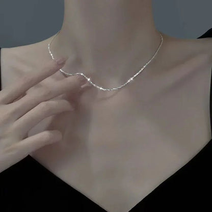 Colar Feminino com Pingente de Gota D'água com Borla em Aço Inoxidável Banhado a Ouro, Estilo Europeu e Americano, Corrente na Clavícula, Joia para Festa
