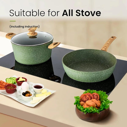 Pots and Pans Set Nonstick, 30 Pieces Induction Kitchen Cookware and Bakeware Sets, Green Granite Coating Cooking Pans Set