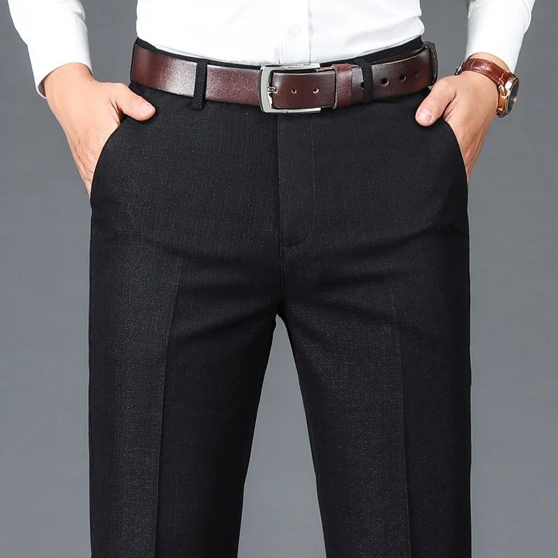 Calça Social Masculina Elegante Negócios Trabalho Super Venda Meia Idade Tamanho Grande 29-40 Calça Masculina de Alta Qualidade Folgada Formal