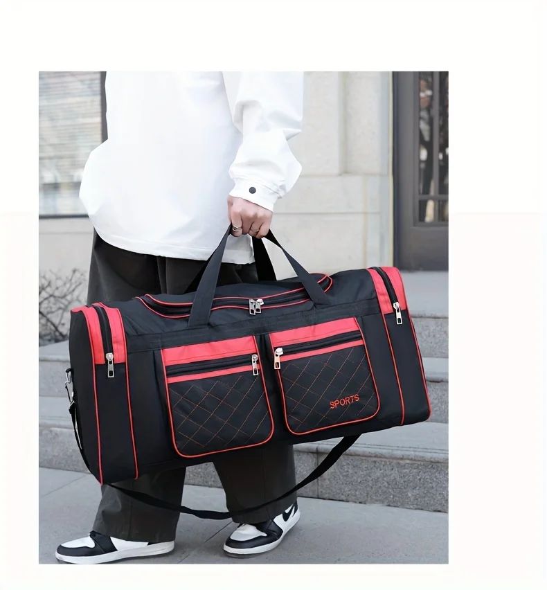 Men Nylon Travel Duffel Bag Large Capacity Handbag Portable Outdoor Carry Luggage Convenient Practical Male's Weekend Gym Bag
