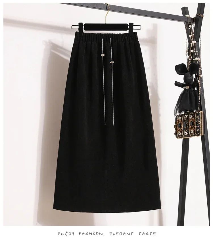 Women's New Style High-Waist Plus Size Skirts Elastic Waist Solid Wrap Buttocks Autumn Winter 2025 Versatile Straight Leg Skirt