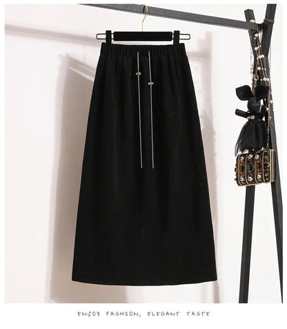 Women's New Style High-Waist Plus Size Skirts Elastic Waist Solid Wrap Buttocks Autumn Winter 2025 Versatile Straight Leg Skirt
