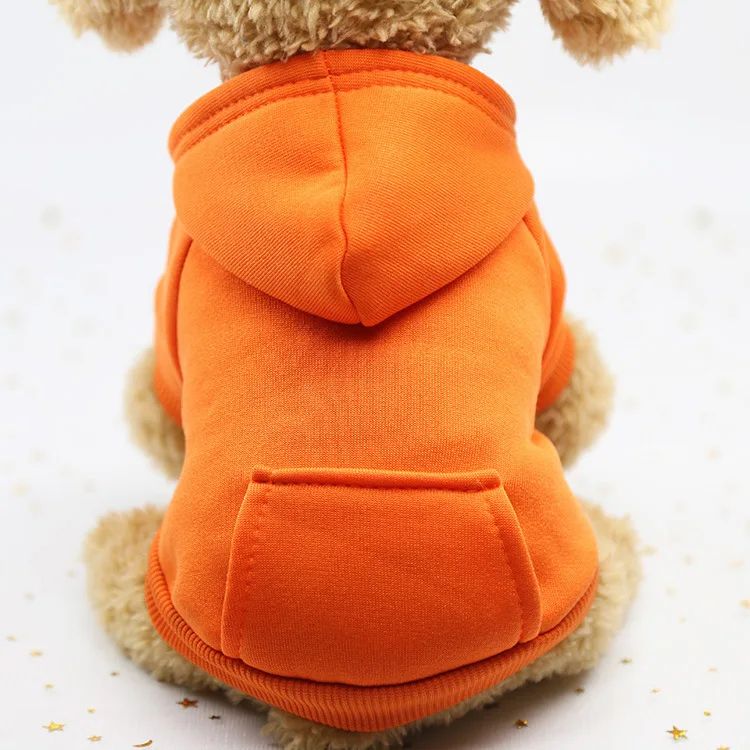 Roupa de Cachorro da Moda Outono e Inverno Roupa de Estimação Pequena Engrossar Quente Cor Sólida Moletom de Duas Pernas com Capuz Produtos Casuais para Pets