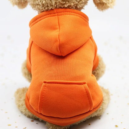Roupa de Cachorro da Moda Outono e Inverno Roupa de Estimação Pequena Engrossar Quente Cor Sólida Moletom de Duas Pernas com Capuz Produtos Casuais para Pets