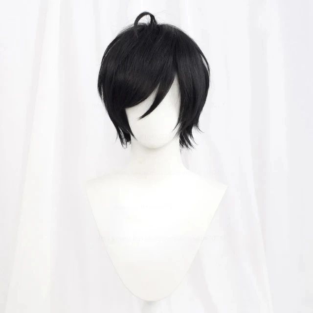 Synthetic Short Straight Cosplay Wig White Green Purple Brown Black Blue Gray Orange Red Fluffy Heat Resistant Hair Anime Wigs