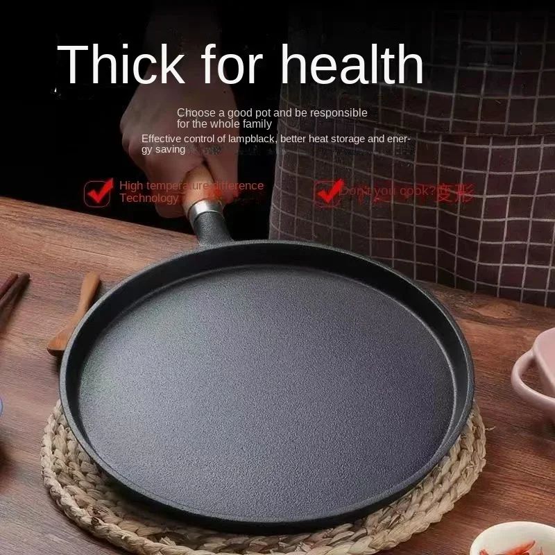 Frigideira de Ferro Fundido 26cm, Antiaderente sem Revestimento, para Ovos, Panquecas, Crepes, Bife, Fogão a Gás e Indução, Utensílio de Cozinha