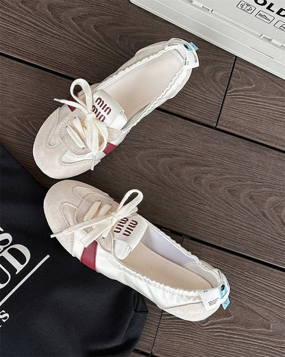 Women's Casual Sneakers Summer Cozy Shallow Ballet Flats Shoes 2025 New Women Lace Up Sport Shoes Zapatos De Mujer