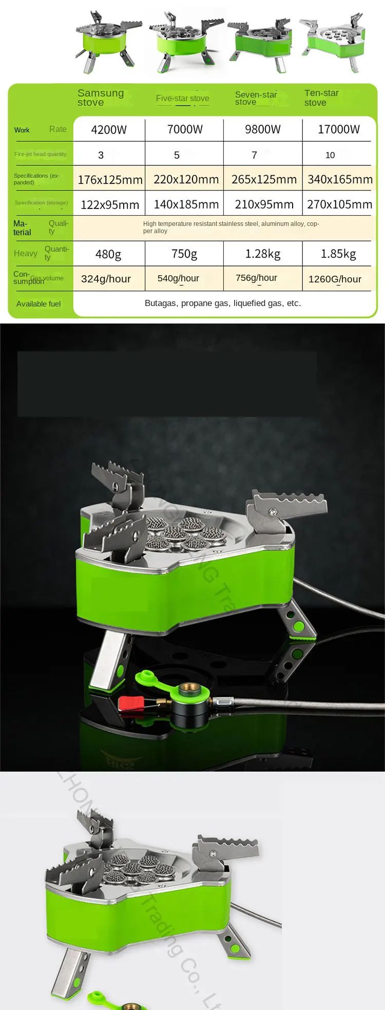 Fogão a Gás Portátil para Acampamento Durável Tipo Tanque, Fogão Elétrico de Sete Estrelas, Fogão de Gás Portátil para Acampamento, Tanque de Gás Butano para Camping, Acampamento ao Ar Livre, Fogão a Gás