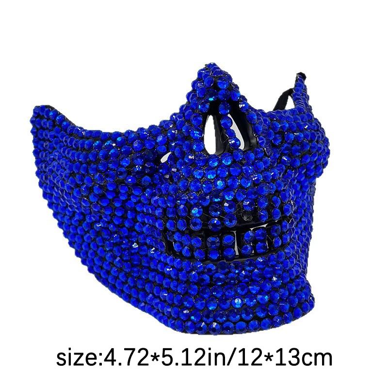 Rhinestone Cat Masquerade Mask, Full Crystal Cat Face Half Mask for ManWomen, Halloween Costume, Prom, Wedding, and Themed Party