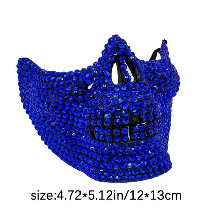 Rhinestone Cat Masquerade Mask, Full Crystal Cat Face Half Mask for ManWomen, Halloween Costume, Prom, Wedding, and Themed Party