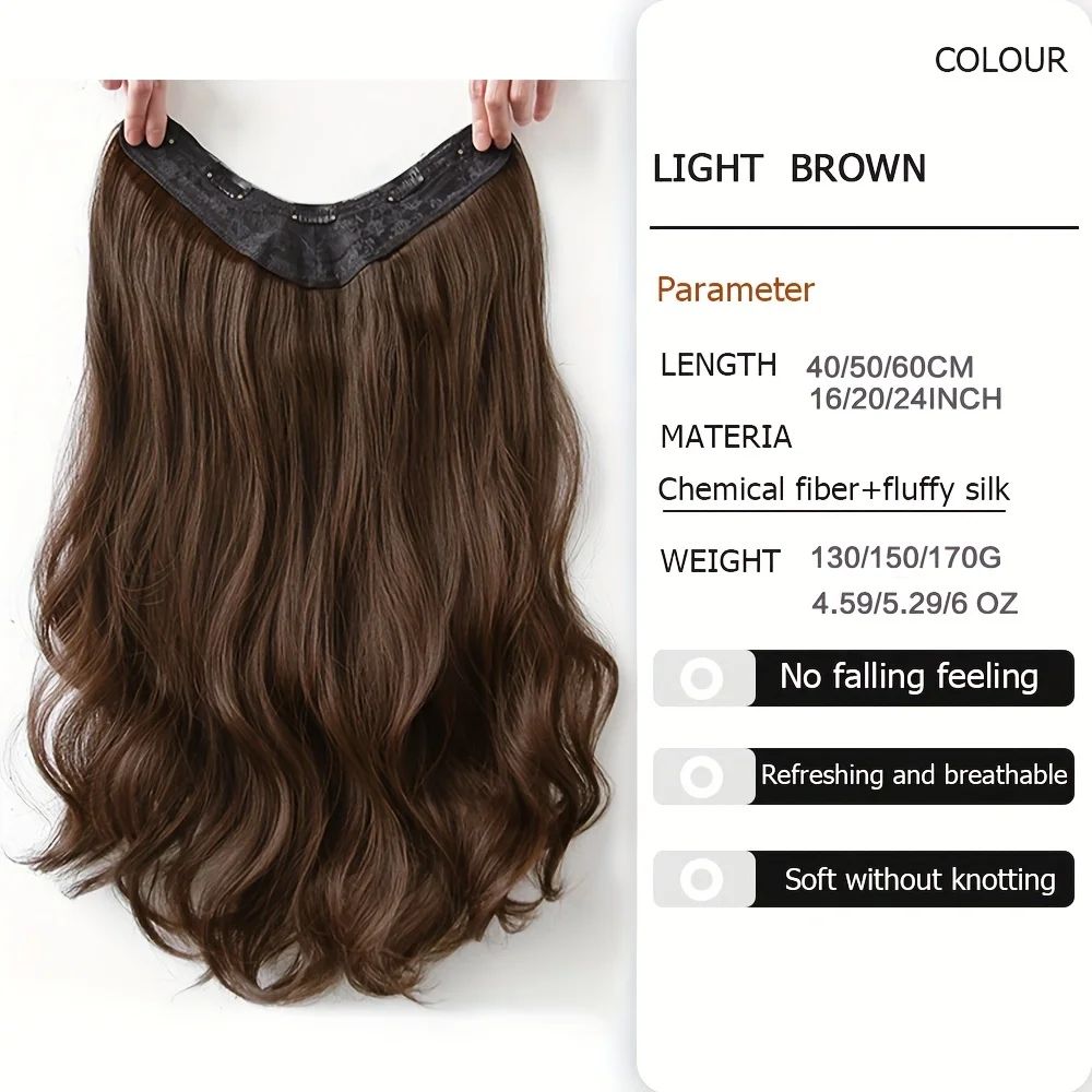 Extensões de Cabelo Sintéticas Longas Onduladas em U com Presilha 16/20/24 polegadas com Tic-Tac para Mulheres Acessórios de Cabelo
