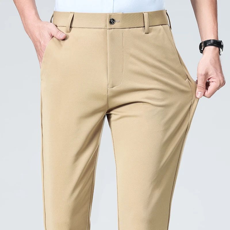 Calças Finas Masculinas para o Verão Outono, Calças de Terno Formal, Calças de Trabalho, Calças Casuais de Negócios de Qualidade, Calças Compridas Pretas Vinho Tinto